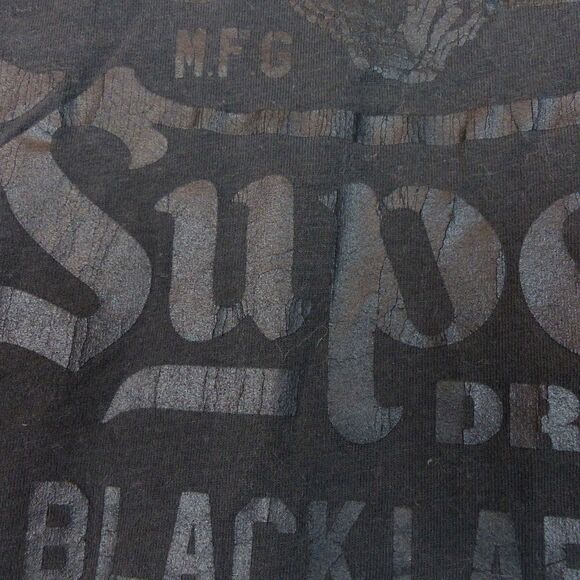 Superdry Black Label T-Shirt Women US 6 Black Out Graphic Logo Short Sleeve Moto - Picture 8 of 16